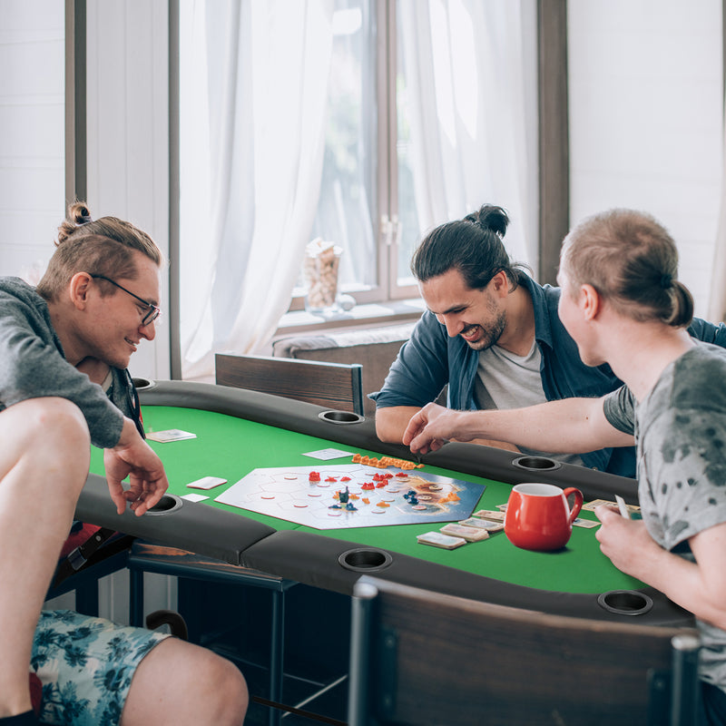 Foldable Poker Table for 8 Players with Cup Holders and Padded Rails Green