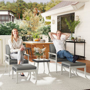 Grey 5 Piece Rattan Garden Furniture Set with Cushions and Coffee Table by Outsunny