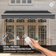 Dark Grey 3 x 2.5m Electric Retractable Awning with Remote Control UV30+ Sun Shade by Outsunny
