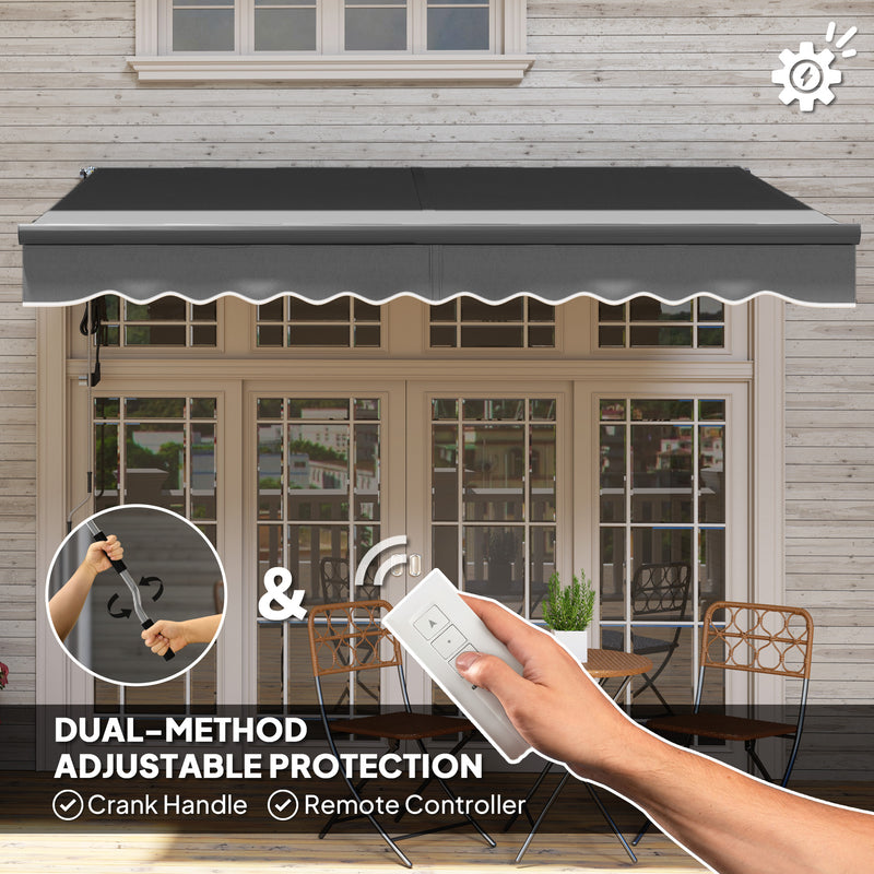 Dark Grey 3 x 2.5m Electric Retractable Awning with Remote Control UV30+ Sun Shade by Outsunny