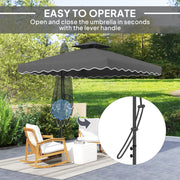 Black 2.5m Cantilever Garden Parasol with Ruffled Double Top and Cross Base by Outsunny