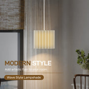 White Linen Wave Pendant Light Shade E27 Ceiling Lamp for Living Room Bedroom by HOMCOM