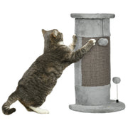 Cat Scratching Post 58cm Tall with Plush Cover and Play Balls for Corner Use Grey