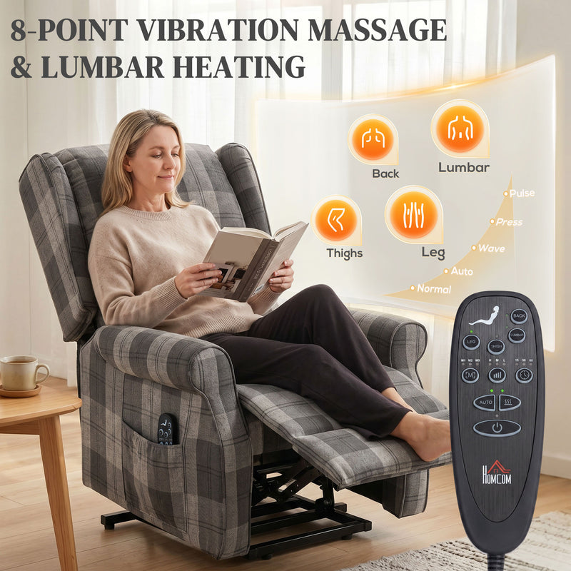 Electric Riser Recliner Chair With Massage and Power Lift for Easy Standing Grey