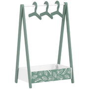 Kids Clothes Rail with Shelf and Hangers for Bedroom Storage Ages 3 to 6 Green AOSOM