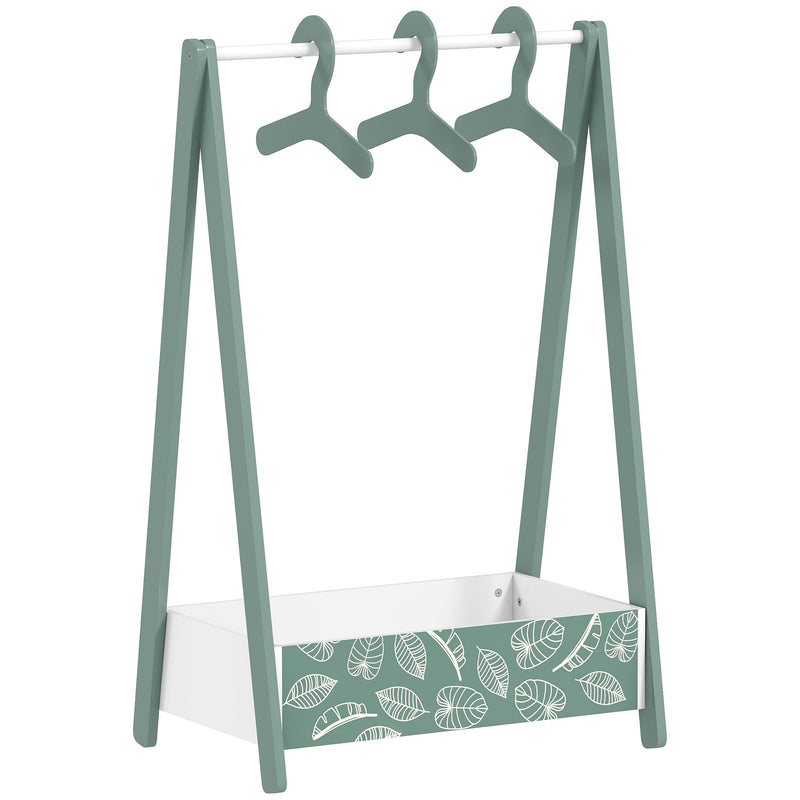 Kids Clothes Rail with Shelf and Hangers for Bedroom Storage Ages 3 to 6 Green AOSOM