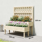 2 Tier Wooden Raised Garden Bed with Trellis for Easy Planting and Climbing Support, Natural Wood Finish Outsunny