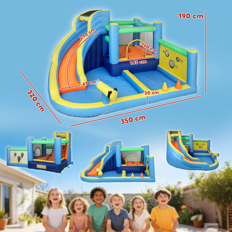 Children’s Inflatable Bouncy Castle With Slide and Water Play for Garden or Indoors Multicolour AOSOM