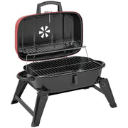Red Folding Charcoal BBQ Grill with Thermometer Vent and 1232 cm² Cooking Area by Outsunny