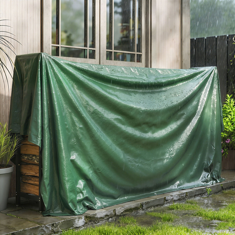 Waterproof Tarpaulin for Outdoor Furniture and Car Protection with Reinforced Grommets Green AOSOM