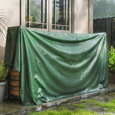 Waterproof Tarpaulin for Outdoor Furniture and Car Protection with Reinforced Grommets Green AOSOM