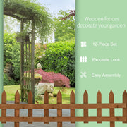 Pack of 24 Wooden Garden Border Fences for Lawn Edging and Flowerbeds, Brown