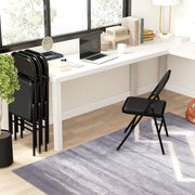 Set of Four Black Folding Chairs with Cushioned Seats and Sturdy Steel Frame