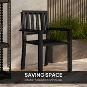 Grey 3 Piece Patio Bistro Set with Stackable Chairs and Steel Frame by Outsunny