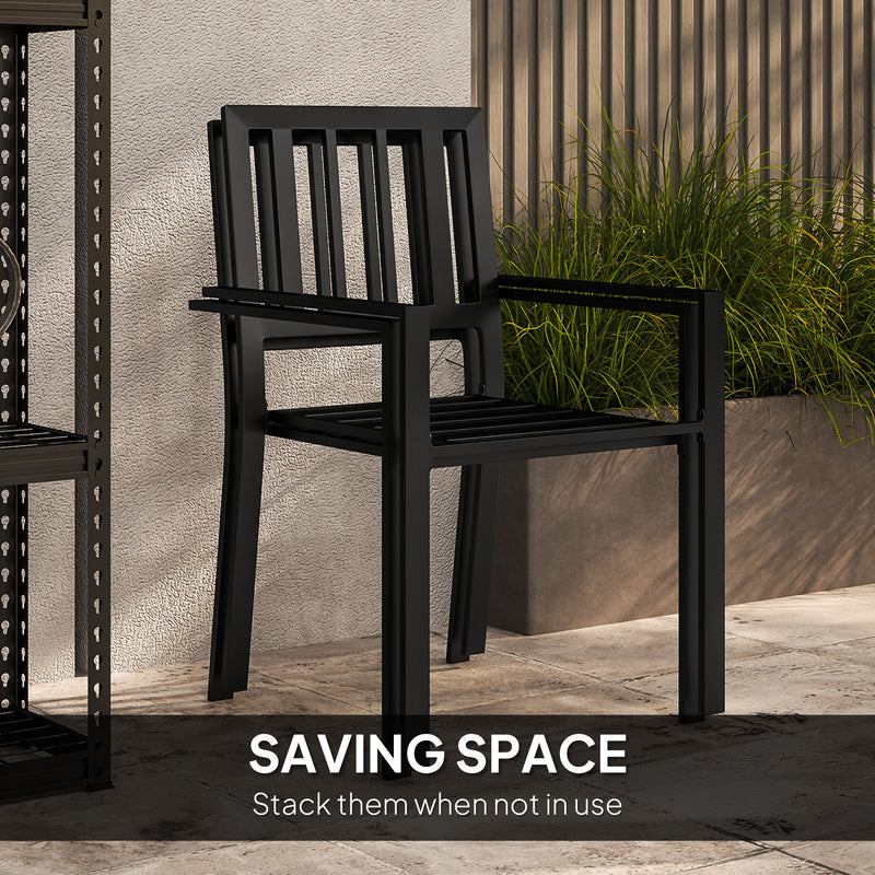 Grey 3 Piece Patio Bistro Set with Stackable Chairs and Steel Frame by Outsunny