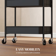 Three Tier Steel Storage Trolley With Lockable Wheels For Home Or Office Use Black