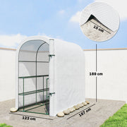 Walk In Garden Greenhouse With Shelves And Roll Up Door For Outdoor Growing White Outsunny
