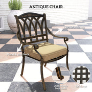 Seven Piece Cast Aluminium Garden Dining Set in Bronze Tone by Outsunny