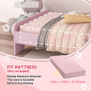 Kids Wooden Bedroom Furniture Set with Bed Dressing Table and Stool for Ages 3 to 6 Years, Pink