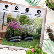 Set of 2 Raised Metal Garden Beds in Dark Grey with Safety Edging Easy to Assemble