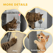 Floor to Ceiling Cat Tree with Ramp Scratching Posts and House for Large Cats 225-255cm by PawHut