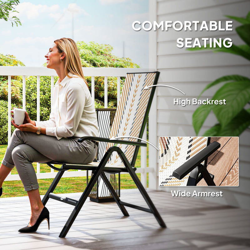 Orange Rattan Reclining Garden Chairs with Adjustable Backrest and Cushions by Outsunny