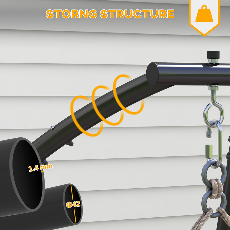 Black C Shape Metal Hammock Chair Stand for Indoor and Outdoor Hanging Swing Use