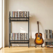 CD Storage Rack for 50 Discs with Sturdy Metal Frame and Space Saving Design Black AOSOM