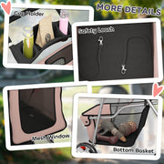 Foldable Pet Stroller With 360 Degree Wheels And Reflective Strips For Dogs And Cats Brown AOSOM