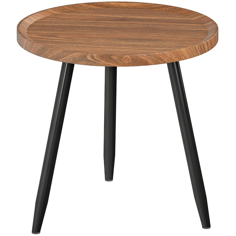 Round Coffee Table with Steel Frame for Small Spaces Ideal for Living Room or Bedroom Chestnut Wood Effect