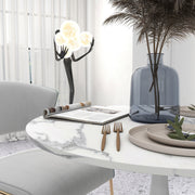 2 Seater Dining Table with Steel Base and Anti Slip Feet for Small Spaces White and Grey