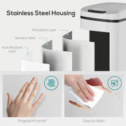 12L Touchless Kitchen Bin with Motion Sensor and Fingerprint Resistant Steel White AOSOM
