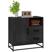 Black Sideboard Storage Cabinet with Adjustable Shelf Drawers and Open Compartment by HOMCOM