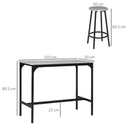 Five Piece Industrial Style Bar Table and Stools Set Grey and Black by HOMCOM