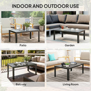 Garden Coffee Table with Quick-Dry Slatted Top for Outdoor Relaxing and Entertaining Grey Outsunny