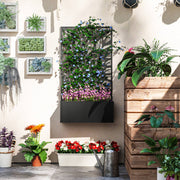 Black Metal Outdoor Planter With Trellis for Climbing Plants and Garden Display