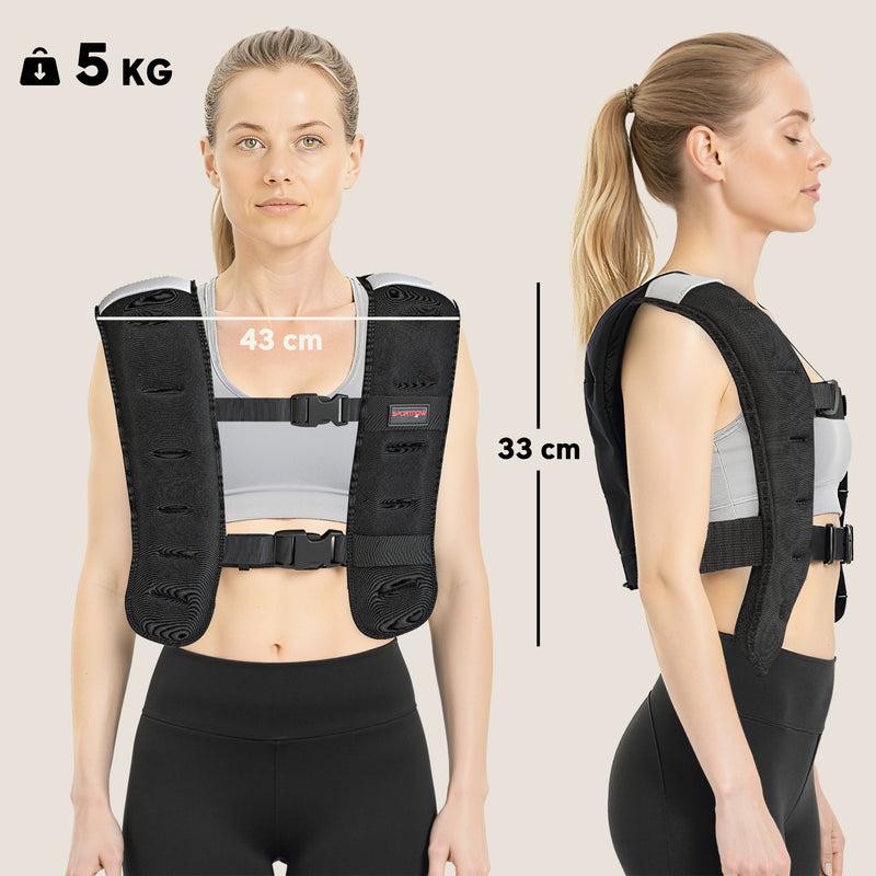 5kg Weighted Training Vest with Adjustable Fit and Reflective Strips for Workouts Black AOSOM