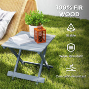 Foldable Wooden Garden Side Table for Outdoor or Indoor Use Slatted Top Light Grey Outsunny