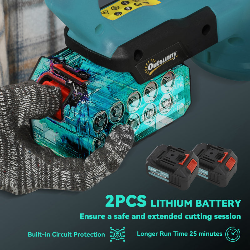 Cordless Electric Hedge Trimmer with 51cm Blade and 2 Batteries for Shrubs and Branches by Outsunny