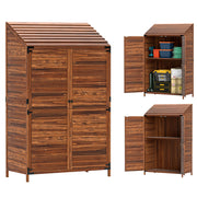 Two-Tier Wooden Small Garden Shed 59 x 103.5 cm Brown Weatherproof Storage by Outsunny