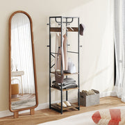 Brown Black Clothes Rack with Shelves and Hanging Rail for Storage by HOMCOM