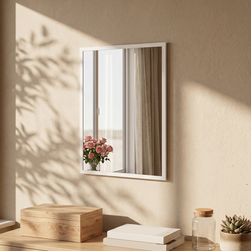 Hallway Wall Mirror for Brightening Narrow Spaces with Easy Hang White