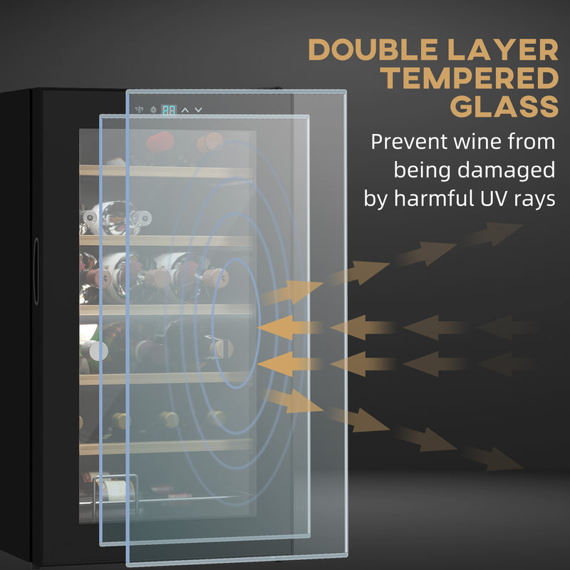 24 Bottle Wine Fridge with Digital Controls and Glass Door for Home Bar Use Black