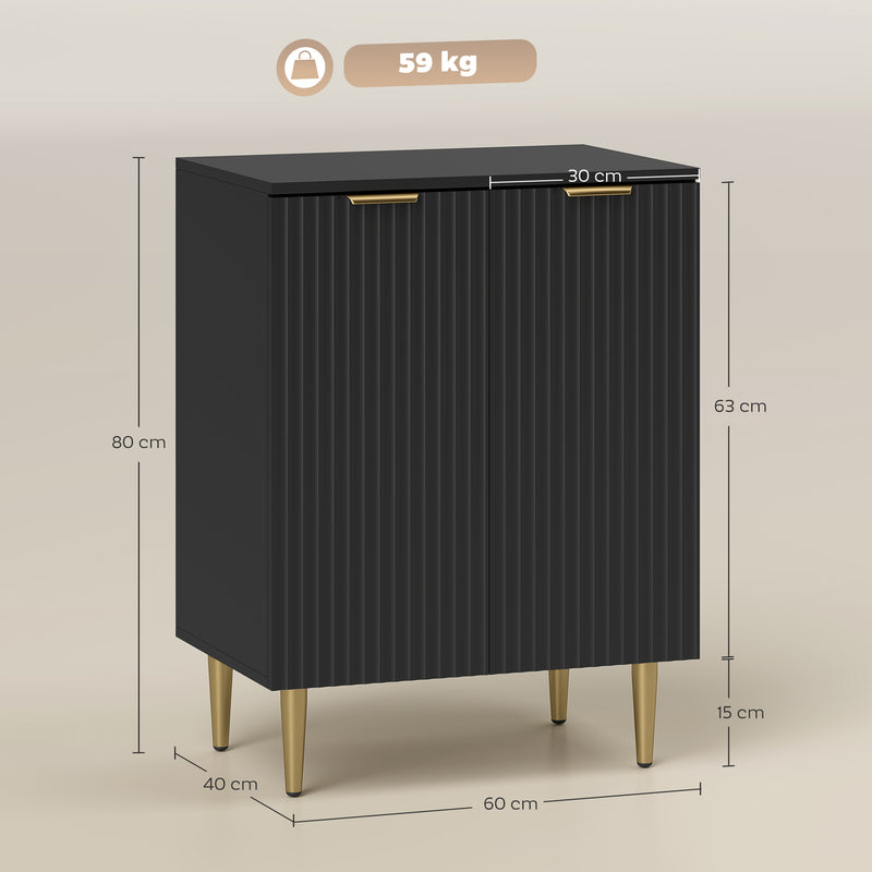 Adjustable Sideboard with Storage Shelves Ideal for Living Room or Hallway Black AOSOM