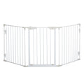 White Metal Pet Safety Gate 3 Panel Room Divider Stair Barrier With Walk-Through Door by PawHut