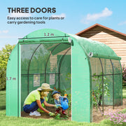 Large Steel Frame Polytunnel Greenhouse With Roll Up Door For Garden Growing Green AOSOM