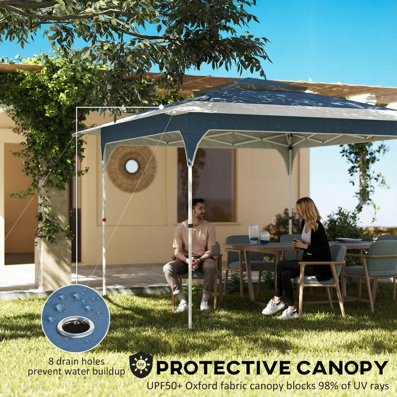 Pop Up Garden Gazebo with Double Roof for Easy Shade and Sun Protection Blue Outsunny