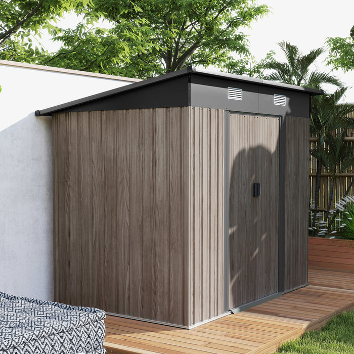 Grey Wood Grain Outdoor Garden Storage Shed with Weatherproof Design by Outsunny