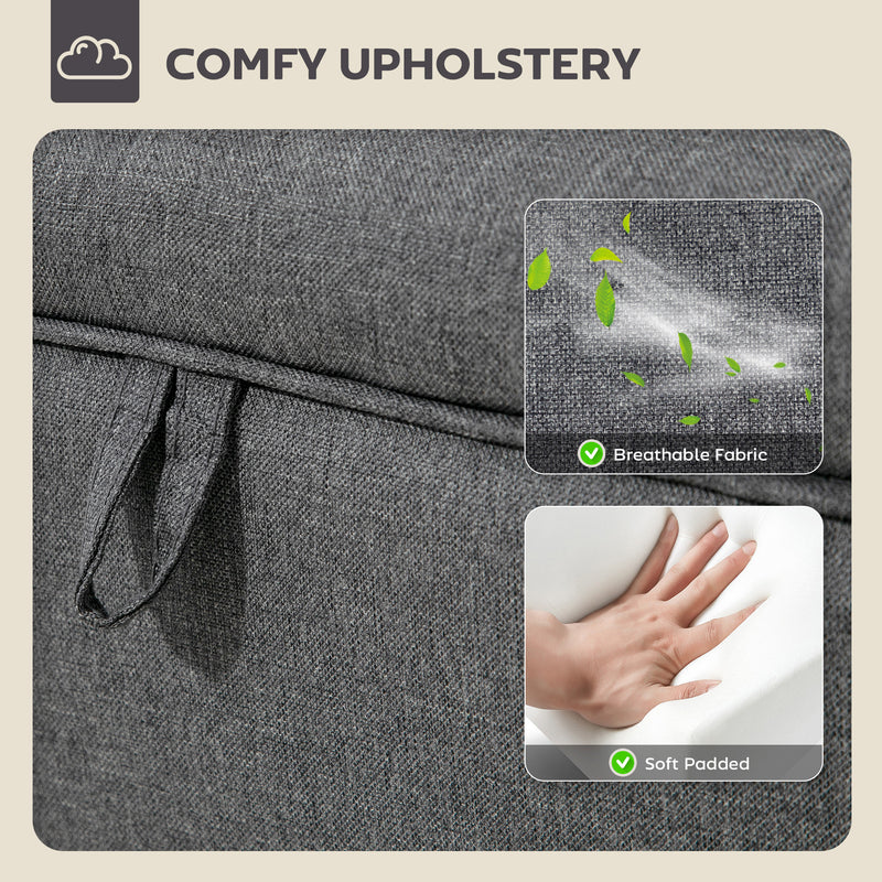 Linen Storage Ottoman with Padded Seat and Wooden Legs Ideal for Bed End or Hallway Charcoal Grey