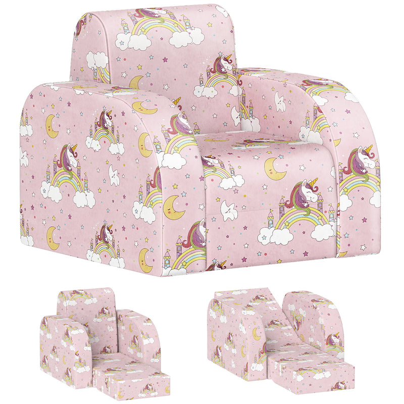 Foldable Toddler Snuggle Chair with Soft Sponge Seat for Bedroom or Playroom Use, Pink
